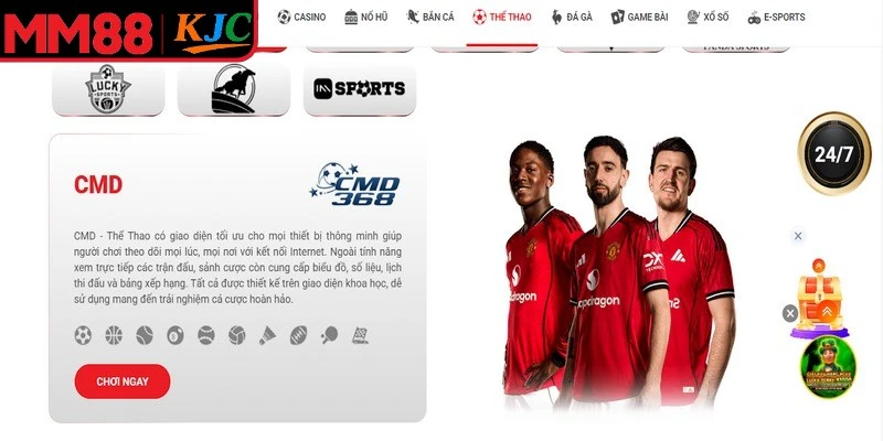 Các sảnh cược thể thao MM88 hot và nổi bật